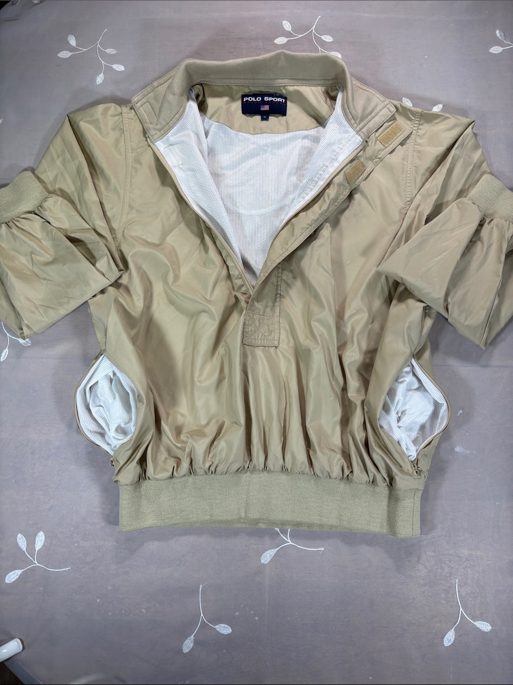 Polo by Ralph Lauren Sport Beige Pullover Windbreaker Men’s Jacket Sz M Half Zip - Picture 9 of 15
